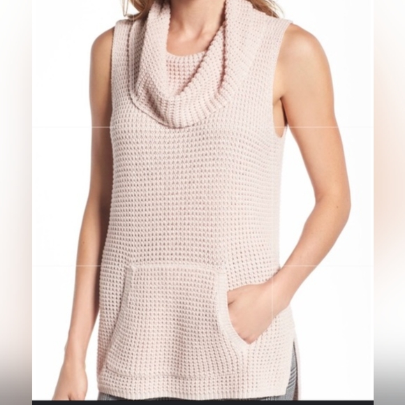 Two by Vince Camuto Sleeveless Cowl neck Chunky Knit Sweater Size M Pale Pink - Picture 1 of 8